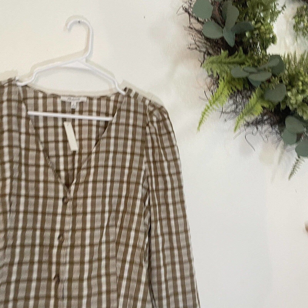 NEW Madewell Women's Westover Top Sandown Plaid Brown Size 8 Long Sleeve Neutral - Picture 11 of 13